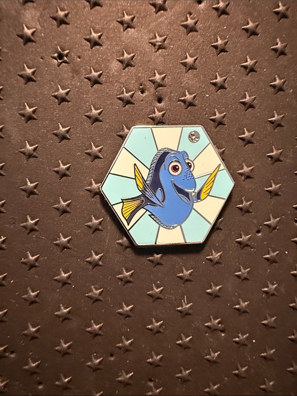 Blue & Yellow Dory Fish Hex Enamel Pin